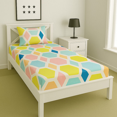 Flipkart SmartBuy 144 TC Microfiber Single Printed Flat Bedsheet(Pack of 1, Orange)