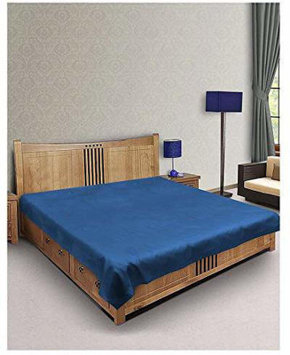 SHAVIN INDUSTRIES 200 TC Polyester King Solid Flat Bedsheet(Pack of 1, Blue)