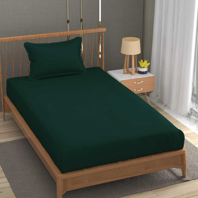 Outlay Home 250 TC Microfiber Single Solid Flat Bedsheet(Pack of 1, Green)