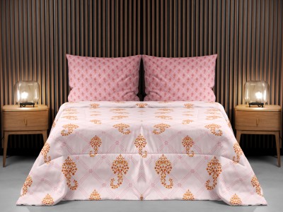 Vintana 180 TC Cotton King Floral Flat Bedsheet(Pack of 1, Pink)