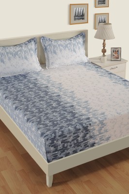 SWAYAM 250 TC Cotton Double Printed Fitted (Elastic) Bedsheet(Pack of 1, Grey)