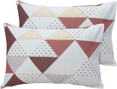 Huesland Geometric Pillows Cover(Pack of 2, 43 cm*68 cm, White, Brown)