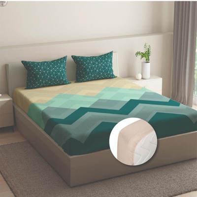 Wakefit Cotton Queen Fitted (Elastic) 144 TC Floral Bedsheet(Pack of 1, Michele)