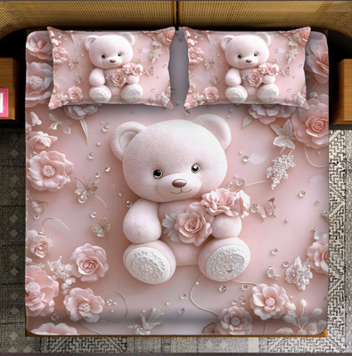 BuyWise Polycotton King Flat 300 TC 3D Printed Bedsheet(Pack of 1, Multicolor)