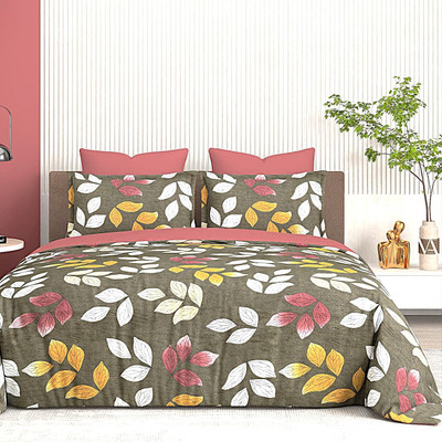 RICHKRAFT Microfiber King Flat 186 TC Floral Bedsheet(Pack of 1, mehendi)