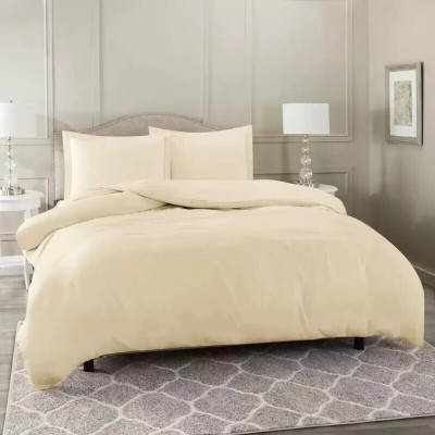 Hardeep Microfiber Queen Flat 300 TC Solid Bedsheet(Pack of 1, Ivory)