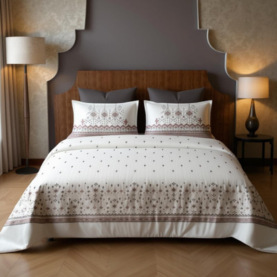 DREAMLOOMS Cotton King Flat 210 TC Printed Bedsheet(Pack of 1, Red)