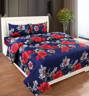 Bubby-L-Areana 1 TC Polycotton Double 3D Printed Flat Bedsheet(Pack of 1, flower)