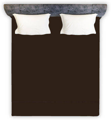 ABCD 220 TC Polyester Double Solid Flat Bedsheet(Pack of 1, Brown)