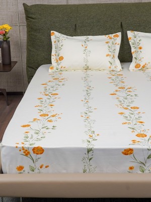 Urban Space 200 TC Cotton Single Floral Flat Bedsheet(Pack of 1, Veil Bloom - Yellow)