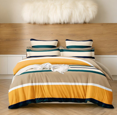 rivek 240 TC Cotton Double Self Design Flat Bedsheet(Pack of 1, Beige)