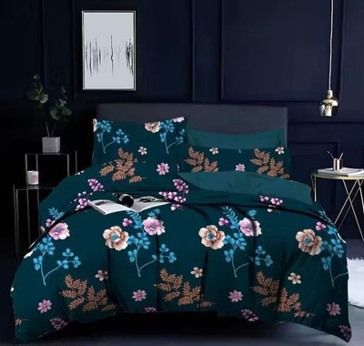 Dokarn Cotton Double Flat 280 TC Striped Bedsheet(Pack of 1, Olive Green)