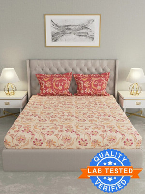 Raymond Home Cotton Double Flat 144 TC Floral Bedsheet(Pack of 1, Red)