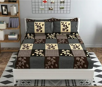 Quirky Home 130 TC Microfiber Double Floral Fitted (Elastic) Bedsheet(Pack of 1, Multicolor)