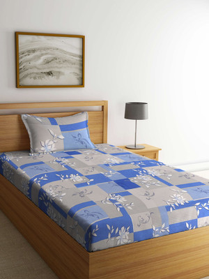 Klotthe 400 TC Cotton Single Printed Fitted (Elastic) Bedsheet(Pack of 1, Multicolor)