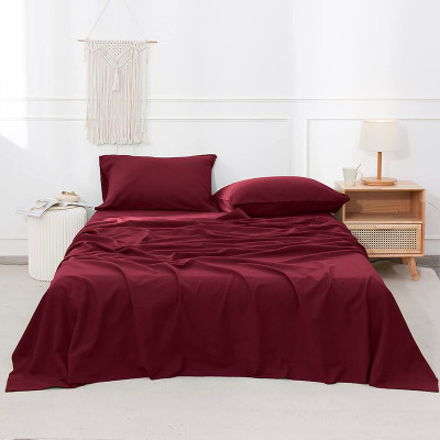 CULTIVER Microfiber Double Flat 300 TC Solid Bedsheet(Pack of 1, Maroon)