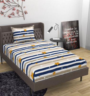 OPTICA WEAVES 144 TC Polycotton Single Printed Flat Bedsheet(Pack of 1, Brown)