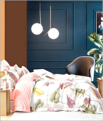 The Divine Cotton Super King Fitted (Elastic) 450 TC 3D Printed Bedsheet(Pack of 1, 33-White,361)