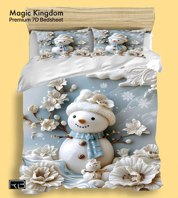 ABODRIC Cotton Queen Flat 400 TC Printed Bedsheet(Pack of 1, Multicolor)