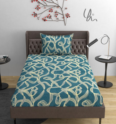 YaAkholic Cotton Single Flat 260 TC Printed Bedsheet(Pack of 1, Green)