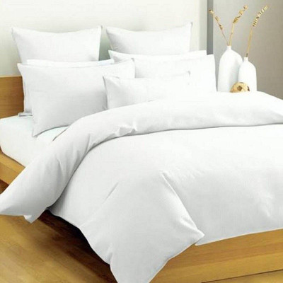 ikaan décor Cotton Double Flat 240 TC Solid Bedsheet(Pack of 1, White)