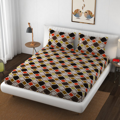 vesture 220 TC Cotton Double Geometric Flat Bedsheet(Pack of 1, B_39)