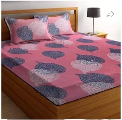 Yashi decor Cotton Double Flat 180 TC Printed Bedsheet(Pack of 1, Pink)