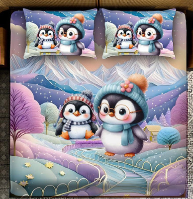 Dream tela Microfiber King Flat 400 TC Cartoon Bedsheet(Pack of 1, Blue)