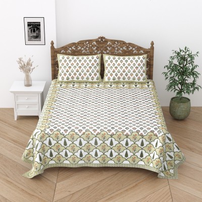 Relaxfeel 244 TC Cotton Single Floral Flat Bedsheet(Pack of 1, Pgreen Asapala)
