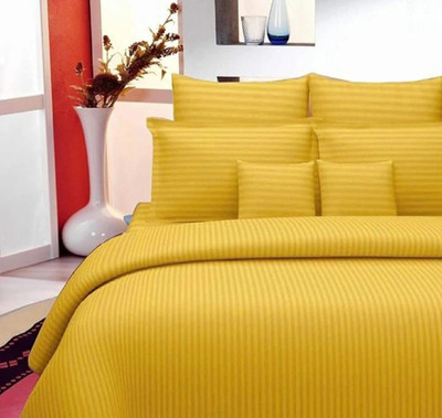 kashmya 220 TC Cotton Double Striped Flat Bedsheet(Pack of 1, Yellow)