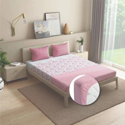 Wakefit Cotton King Fitted (Elastic) 144 TC Printed Bedsheet(Pack of 1, Florenza)