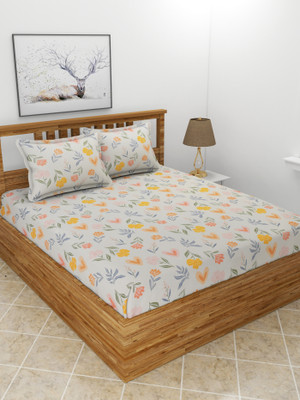 MORADO 210 TC Polycotton Double Printed Flat Bedsheet(Pack of 1, Multicolor)