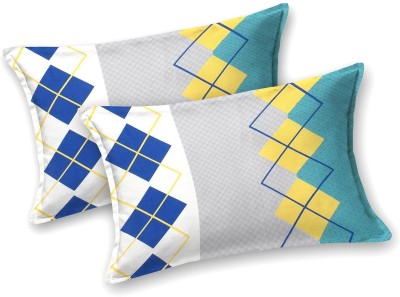 CHHILAKIYA Printed Pillows Cover(Pack of 2, 30 cm*20 cm, White, Grey, Light Blue)