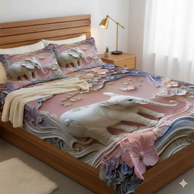 SP Textile Cotton King Flat 220 TC Printed Bedsheet(Pack of 1, HEAVY DOUBLE KING SIZE 7D FLAT BEDSHEETS WITH TWO WONDERFULL PILLOW CVERS)