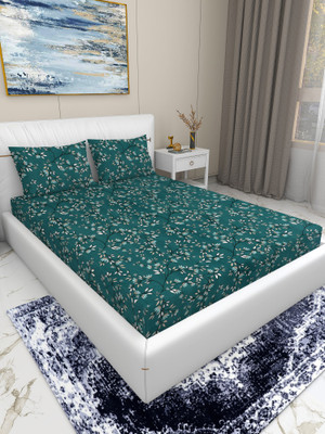 Flipkart SmartBuy 120 TC Microfiber Double Printed Flat Bedsheet(Pack of 1, Green)