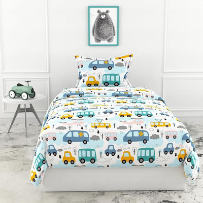 LORETO 144 TC Cotton Single Cartoon Flat Bedsheet(Pack of 1, Multicolor)