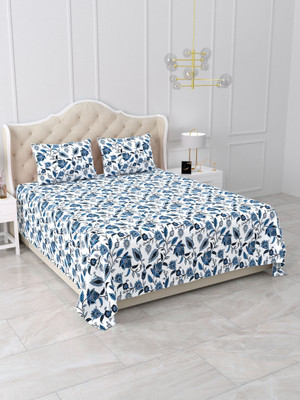 pari creations Cotton King Flat 360 TC Printed Bedsheet(Pack of 1, Blue)