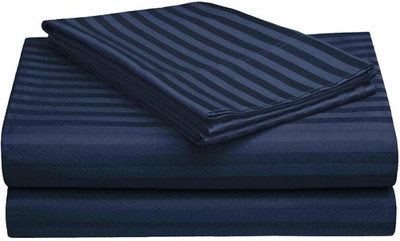 Kashree 300 TC Microfiber Double Solid Flat Bedsheet(Pack of 1, Blue)