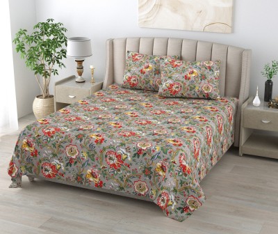 TUNDWAL'S 210 TC Cotton Single Floral Flat Bedsheet(Pack of 1, Yellow Flower)