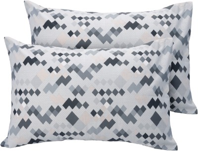 Huesland Geometric Pillows Cover(Pack of 2, 43 cm*68 cm, White, Grey)