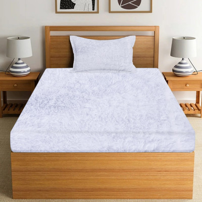 Deeku Art 1 TC Polyester Single Solid Flat Bedsheet(Pack of 1, White)