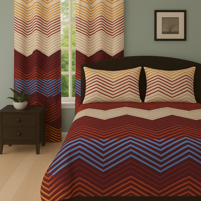RRC 144 TC Microfiber Double Printed Flat Bedsheet(Pack of 1, Maroon)