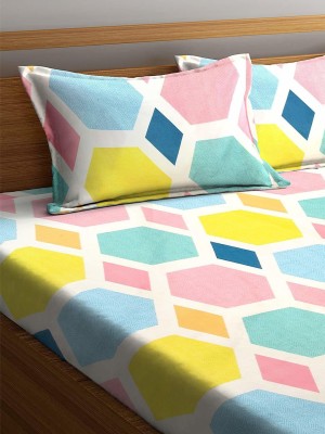 Amrange 210 TC Cotton King 3D Printed Flat Bedsheet(Pack of 1, Multicolor)