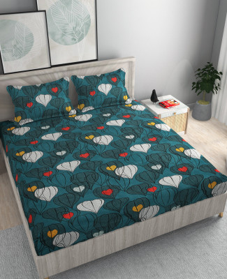 Damac 180 TC Microfiber King Printed Fitted (Elastic) Bedsheet(Pack of 1, Green)