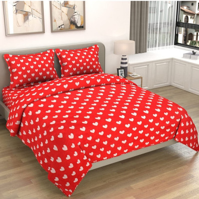 dream world 210 TC Polyester Double 3D Printed Flat Bedsheet(Pack of 1, Red)