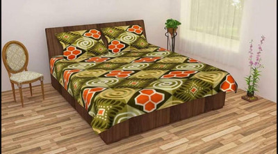 Sombrio 210 TC Woolen Queen Abstract Flat Bedsheet(Pack of 1, Green)