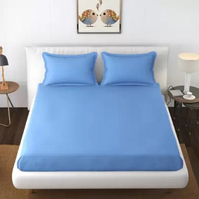 TURIYA Microfiber Queen Flat 220 TC Solid Bedsheet(Pack of 1, Sky Blue)