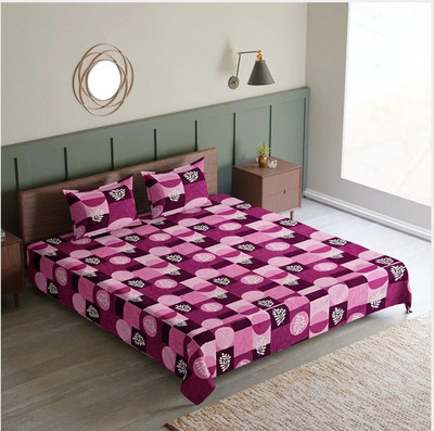 CARLTON LONDON Cotton Queen Flat 104 TC Geometric Bedsheet(Pack of 1, Multicolor9)