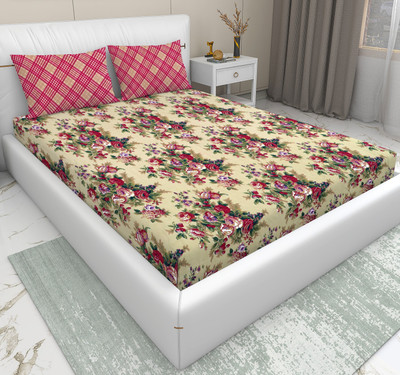 CARLTON LONDON 180 TC Polycotton King Printed Flat Bedsheet(Pack of 1, Set-1+2 Size- 100X108 Inches (254 Cm X 270 Cm))
