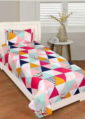 Panipat Traders 160 TC Cotton Single Geometric Flat Bedsheet(Pack of 1, Multicolor)